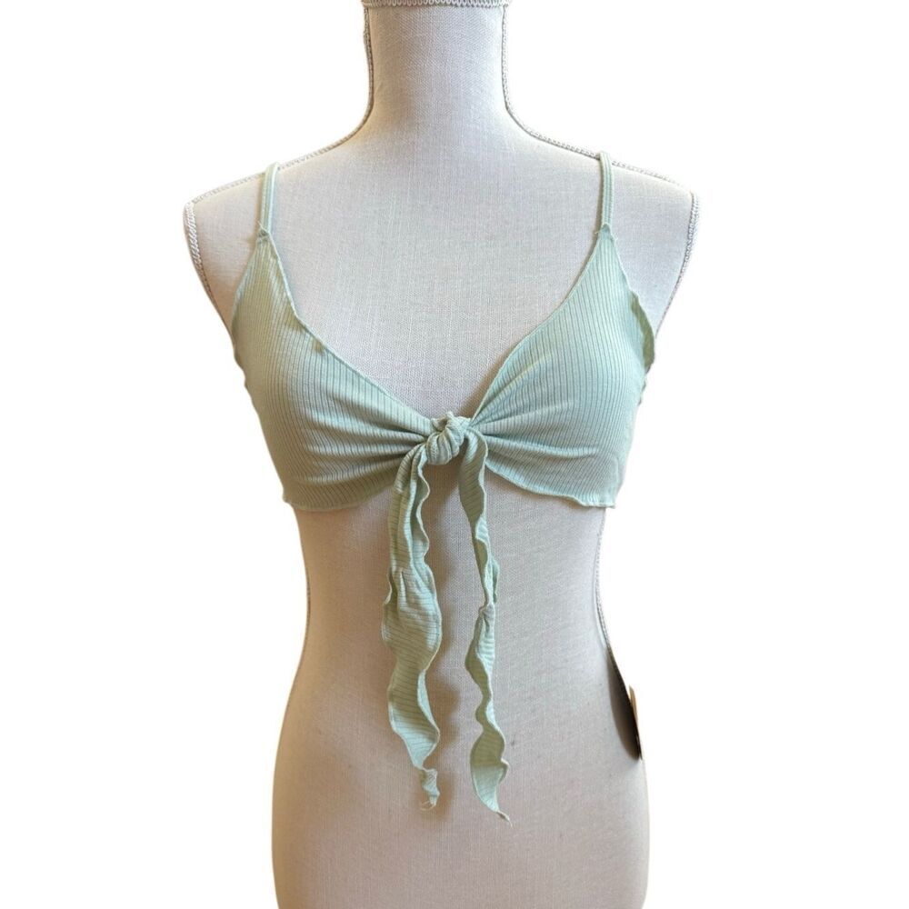 NWT Dolls Kill Horoscopez Tie Front Design Lettuce Cut Edge Bralette Size Small